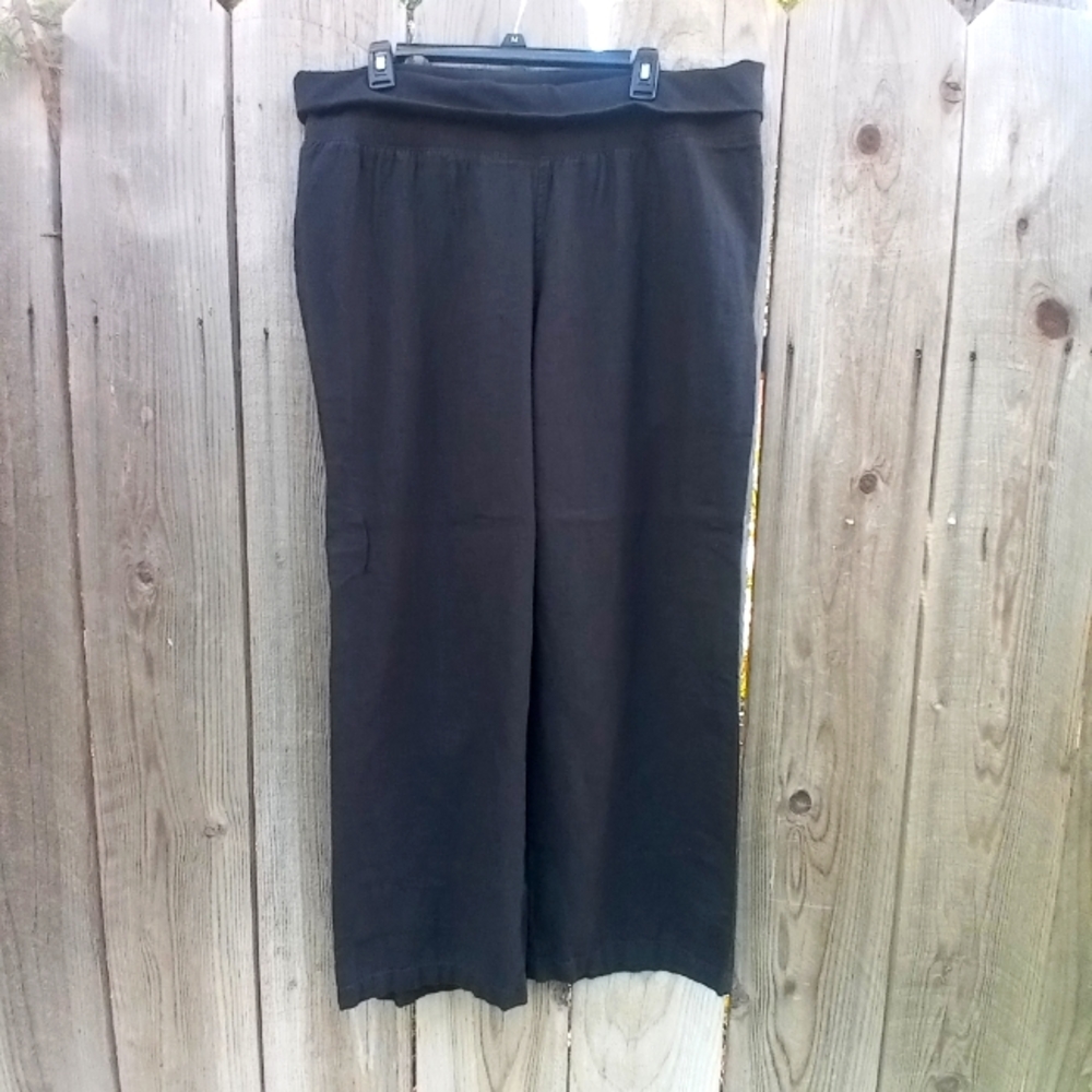 Old Navy Pants Womens Sz XL Black High Waist Blend Wide Leg Pullover Pockets